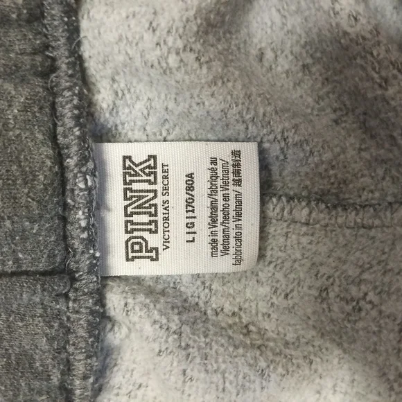 PINK Victoria Secret Gray Pants with Leopard Print SZ LG FITS XL-XXL OVERSIZED - Picture 4 of 4